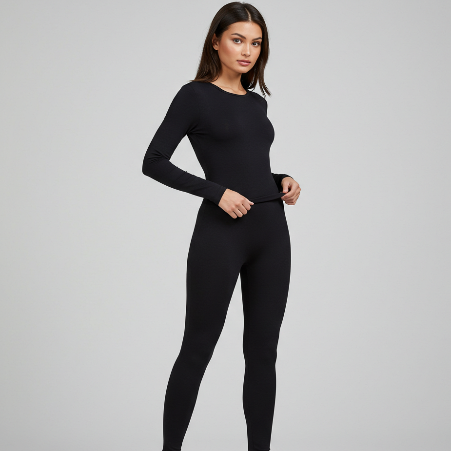 Macacão Bodycon Slim – Manga Longa e Cintura Alta