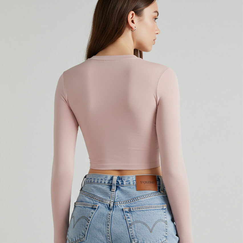 Cropped Manga Longa Slim – Básico