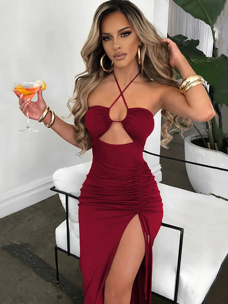 Vestido Longo Vorallia – Recortes & Fenda Ajustável