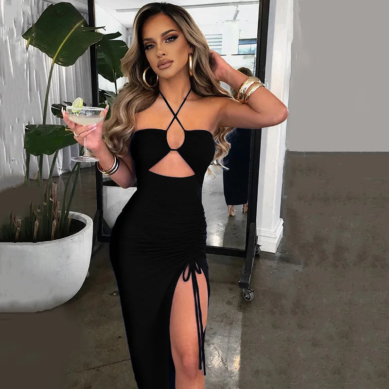 Vestido Longo Vorallia – Recortes & Fenda Ajustável