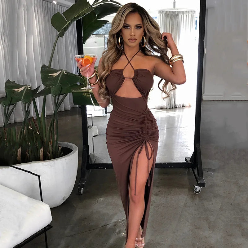 Vestido Longo Vorallia – Recortes & Fenda Ajustável