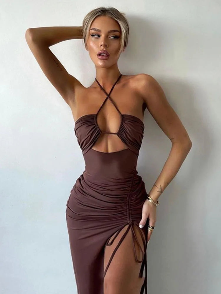 Vestido Longo Vorallia – Recortes & Fenda Ajustável